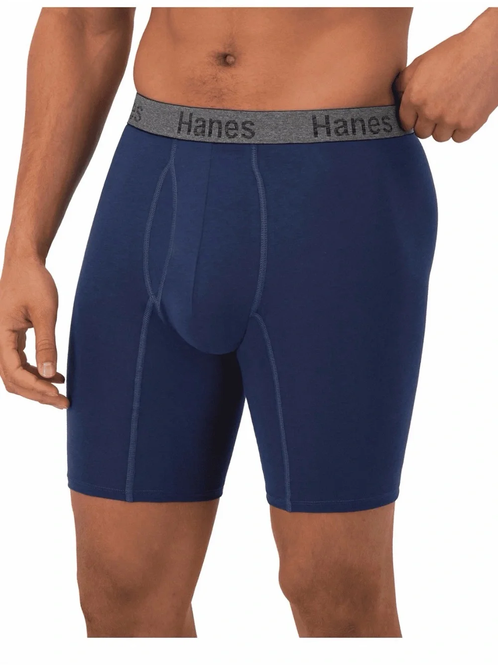 💜Hanes Fit Ultra Soft Cotton Stretch Long Leg Boxer Briefs,3Pack sizeSmall28-30